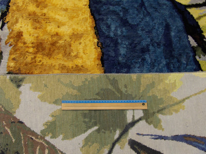 Pictorial Oxidized Silk Peacock Design 8'0"x10'0" Hand-knotted Rug -w11022