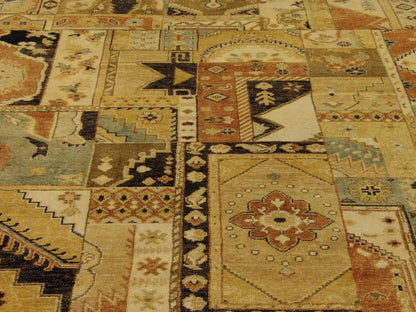 Patchwork Natural-dye Vintage Look 8'0"x11'0" Hand-knotted Rug -w11028