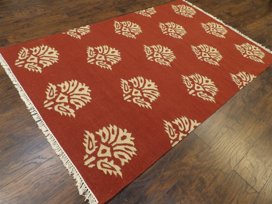 Coastal Flat-Weave Indoor/Outdoor Beach 5'0"x8'0" Hand-knotted Rug -W1103