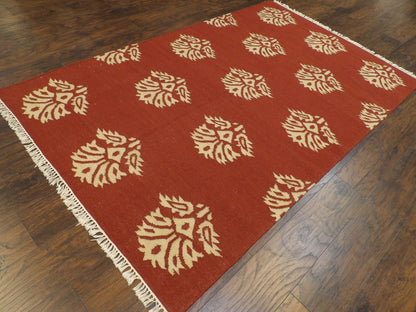 Coastal Flat-Weave Indoor/Outdoor Beach 5'0"x8'0" Hand-knotted Rug -W1103