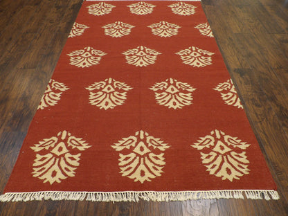 Coastal Flat-Weave Indoor/Outdoor Beach 5'0"x8'0" Hand-knotted Rug -W1103