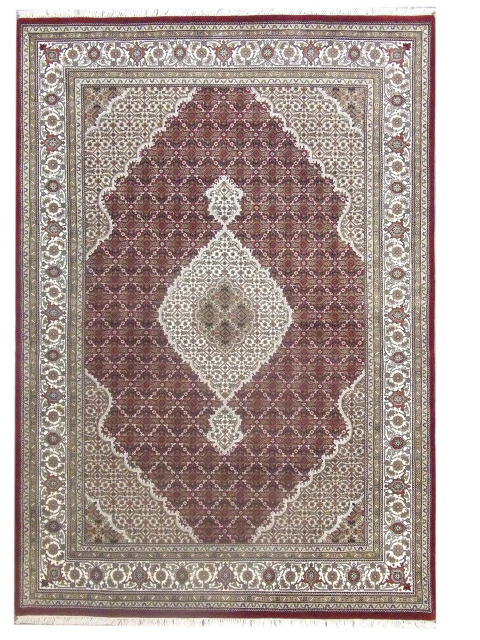 Red 5'0" x 8'0" Fine Persian Mahi Tabriz Hand knotted Wool/Silk Rug - Sku: W11039