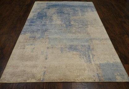 Transitional Oxidized Silky Broken Abstract Design 5'0"x8'0" Hand-knotted Rug -W11050