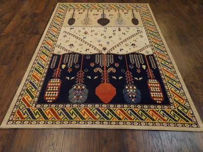 Fine Tribal Khorasin Soumak Weave 5'0"x8'0" Hand-knotted Rug -W11055