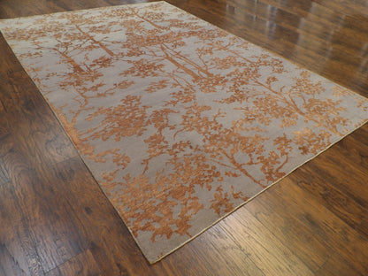 Transitional Jungle Design Carved 9'0"x12'0" Hand-knotted Rug -W11057