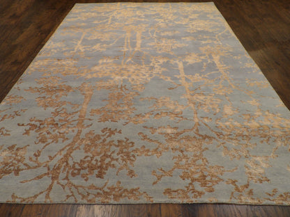 Transitional Jungle Design Carved 9'0"x12'0" Hand-knotted Rug -W11057