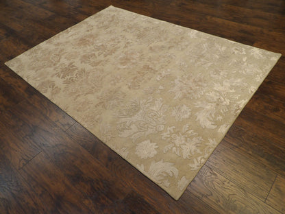 Modern Carved Floral Design 5'0"x8'0" Hand-knotted Rug -W11066