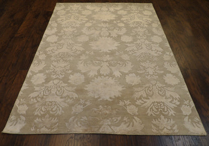 Modern Carved Floral Design 5'0"x8'0" Hand-knotted Rug -W11066