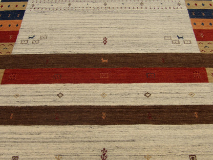 Tribal Modern Gabbeh Natural Dye Hand-Loom 5'0"x8'0" Hand-loom Rug -W11068