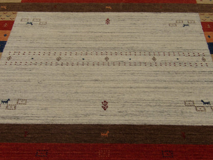 Tribal Modern Gabbeh Natural Dye Hand-Loom 5'0"x8'0" Hand-loom Rug -W11068