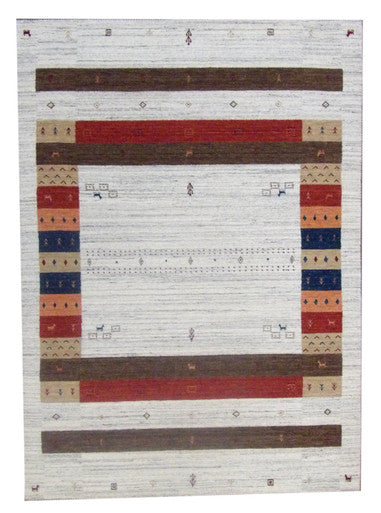 Tribal Modern Gabbeh Natural Dye Hand-Loom 5'0"x8'0" Hand-loom Rug -W11068