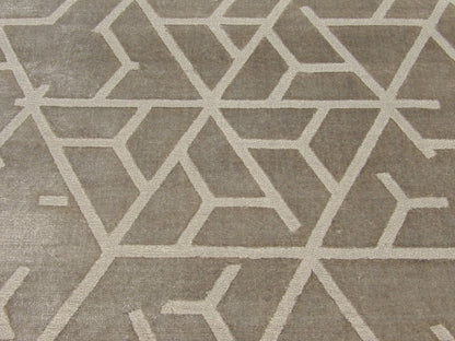 Transitional Silky Broken Design Hand-Loom 5'0"x8'0" Hand-loom Rug -W11076