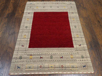 Gabbeh Loom-Knotted 3'0"x5'0" Loom-knotted Rug -w11077