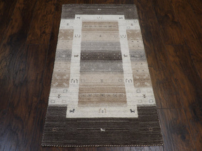 Persian Gabbeh 2'0"x4'0" Hand-knotted Rug -w11081