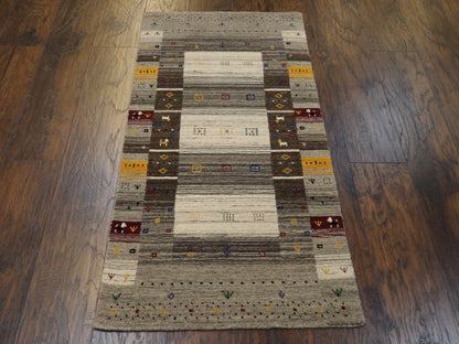 Persian Gabbeh 2'0"x4'0" Hand-knotted Rug -w11082