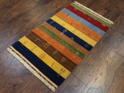 Persian Gabbeh 2x4 Hand-knotted Rug -w11083
