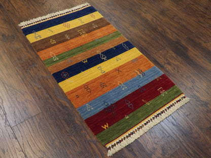 Persian Gabbeh 2x4 Hand-knotted Rug -w11083