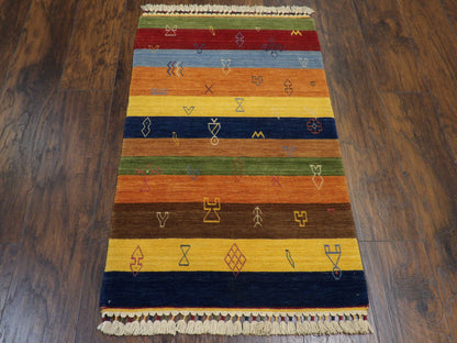 Persian Gabbeh 2x4 Hand-knotted Rug -w11083