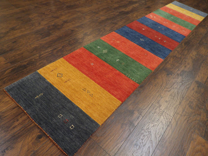 Modern Persian Gabbeh 2'6"x12'0" Hand-knotted Rug -w11090