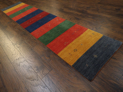 Modern Persian Gabbeh 2'6"x12'0" Hand-knotted Rug -w11090