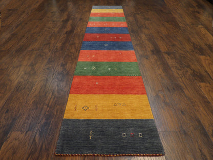 Modern Persian Gabbeh 2'6"x12'0" Hand-knotted Rug -w11090