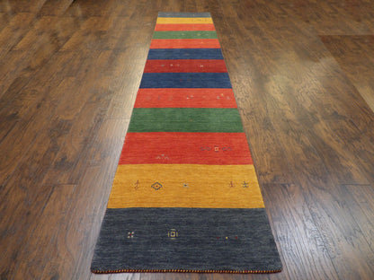 Modern Persian Gabbeh 2'6"x12'0" Hand-knotted Rug -w11090