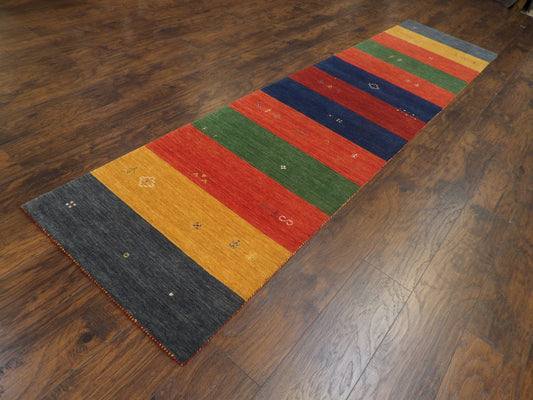 Modern Persian Gabbeh 2'6"x12'0" Hand-knotted Rug -w11092