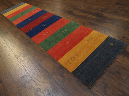Modern Persian Gabbeh 2'6"x12'0" Hand-knotted Rug -w11092