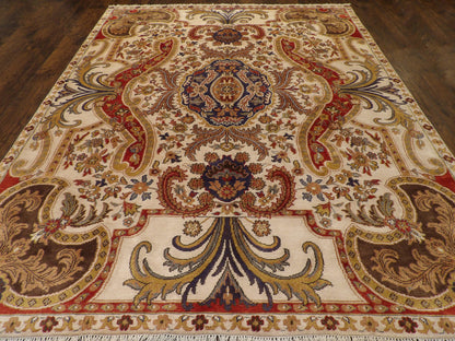 Fine Silky Abusson 8'0"x10'0 Hand-knotted Rug -w11149