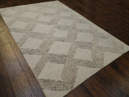 Modern Looped High Low 6'0"x9'0" Hand-knotted Rug -w11156