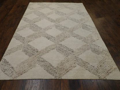 Modern Looped High Low 6'0"x9'0" Hand-knotted Rug -w11156