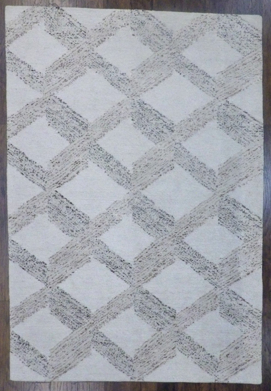 Beige 6'0" x 9'0" Modern Looped High Low Hand knotted Wool Rug - Sku: w11156