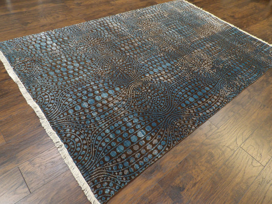 Transitional Visual Arts And Cra' s Design 6'0"x9'0" Hand-knotted Rug -W11157