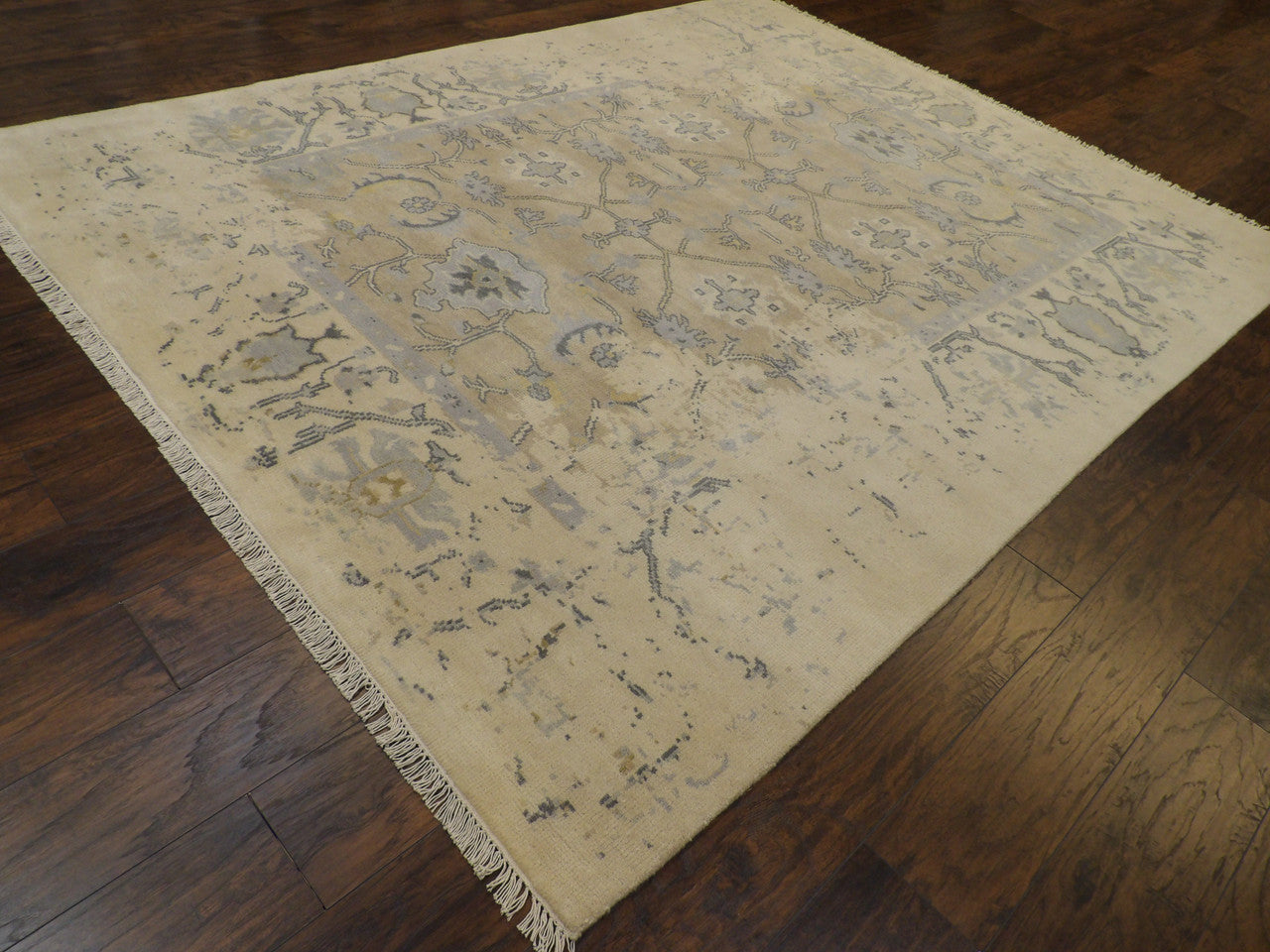 Gray 8'0" x 10'0" Transitional Abstract Broken Design Hand knotted Wool Rug - Sku: w11165