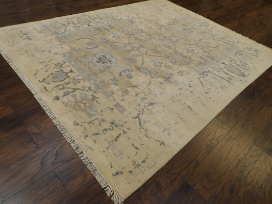 Transitional Abstract Broken Design 8'0"x10'0" Hand-knotted Rug -w11165