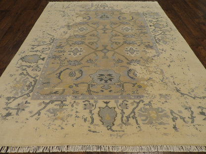 Transitional Abstract Broken Design 8'0"x10'0" Hand-knotted Rug -w11165