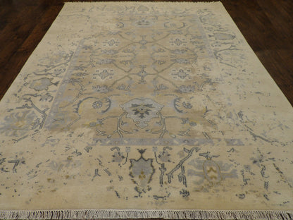 Transitional Abstract Broken Design 8'0"x10'0" Hand-knotted Rug -w11165