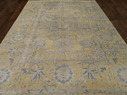 Turk Anatolian Oushak Oxidized Silver Wash 8'0"x10'0" Hand-knotted Rug -w11167
