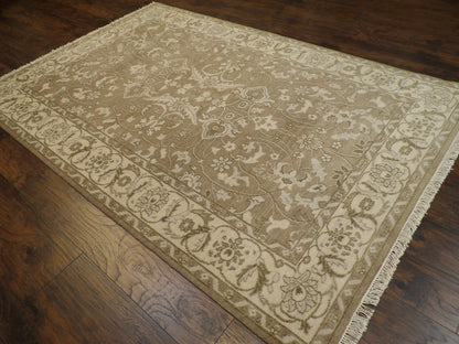 Turk Oushak White Wash 6'0"x9'0" Hand-knotted Rug -W11174
