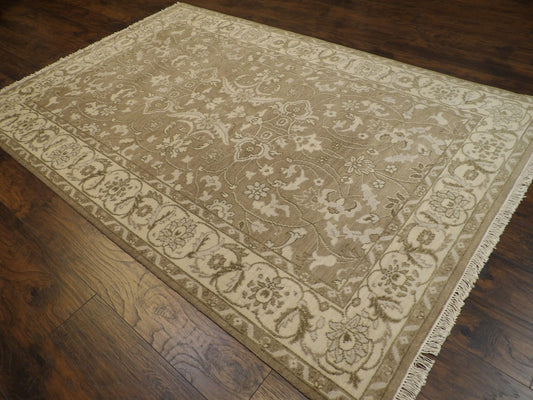 Turk Oushak White Wash 6'0"x9'0" Hand-knotted Rug -W11174