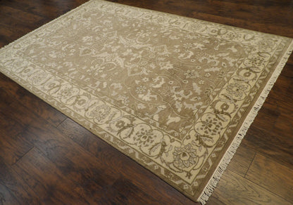Turk Oushak White Wash 6'0"x9'0" Hand-knotted Rug -W11174