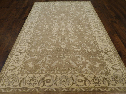 Turk Oushak White Wash 6'0"x9'0" Hand-knotted Rug -W11174