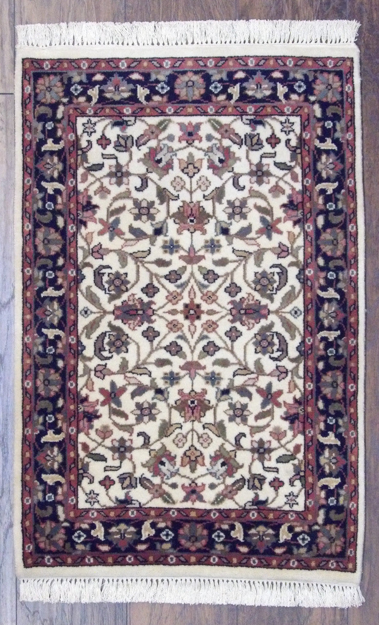 Blue 2'0" x 3'0" Fine Persian Kashan Hand knotted Wool Rug - Sku: w11192