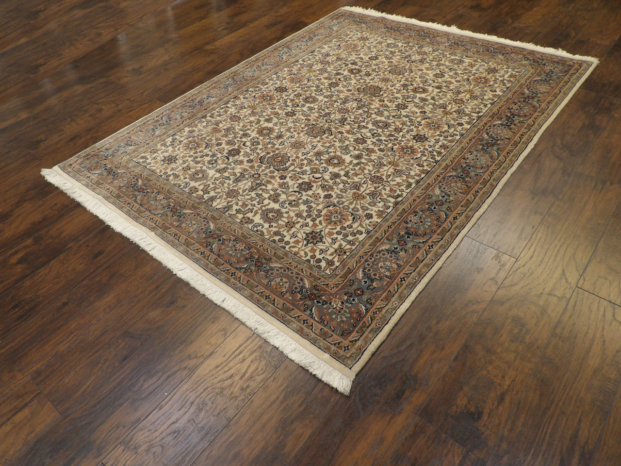 Blue 5'0" x 8'0" Fine Persian Kashan Hand knotted Wool Rug - Sku: W11211