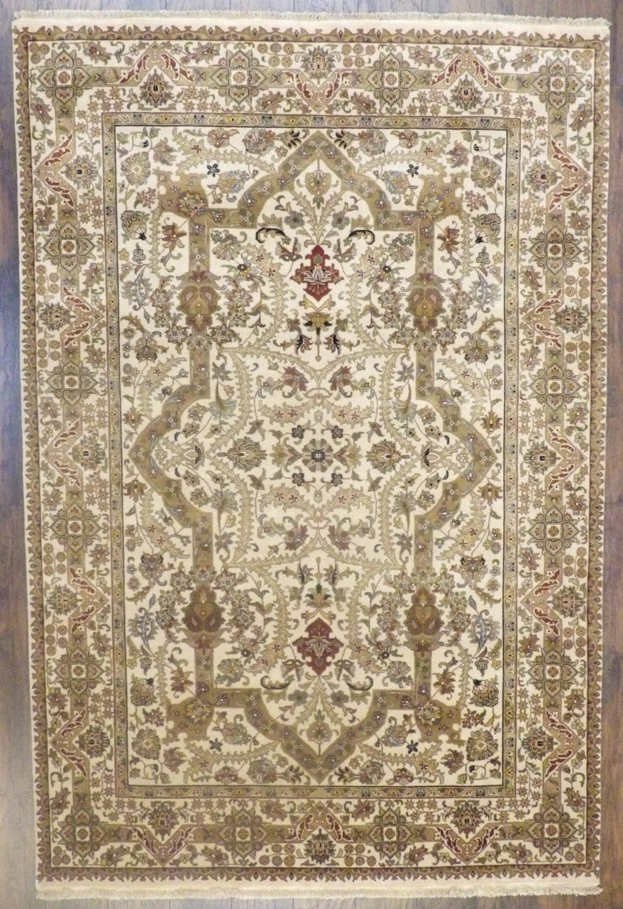 Beige 6'0" x 9'0" Fine Persian Haji Jalili Hand knotted Wool Rug - Sku: W11245