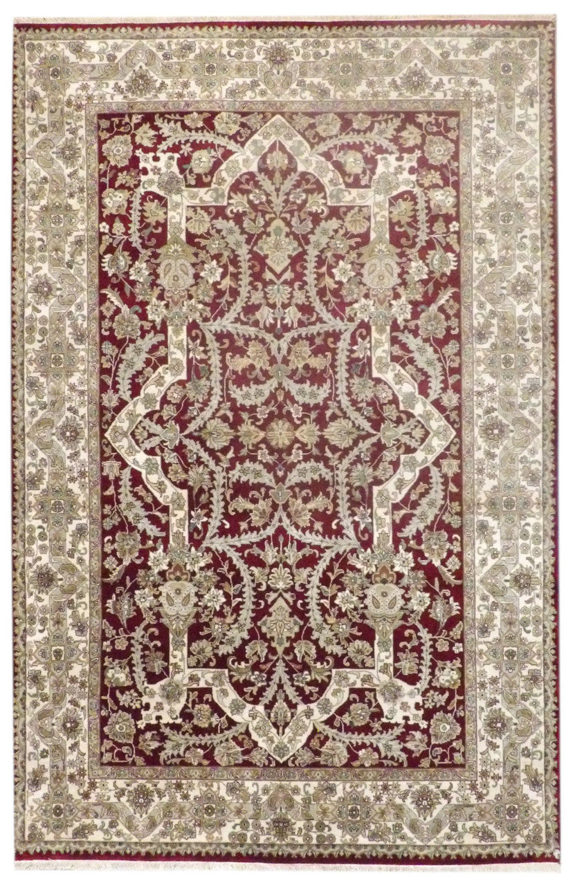 Beige 6'0" x 9'0" Fine Persian Haji Jalili Hand knotted Wool Rug - Sku: W11246