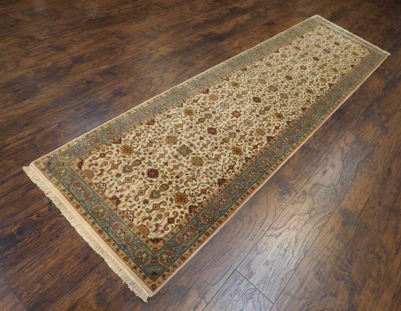 Beige 2'6" x 10'0" Fine Persian Kashan Hand knotted Wool Rug - Sku: w11254