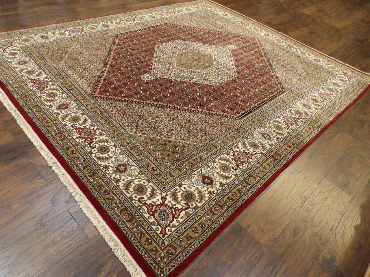 Beige 8'0" x 10'0" Fine Persian Bidjar Mir Hand knotted Wool/Silk Rug - Sku: w11261