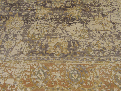 Transitional Abstract Oxidized Vintage Design 8'0"x10'0" Hand-knotted Rug -w11305