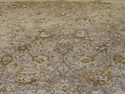 Transitional Abstract Oxidized Vintage Design 8'0"x10'0" Hand-knotted Rug -w11305